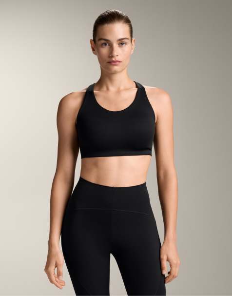 OYSHO Firm-support compressive crossover back sports bra in black