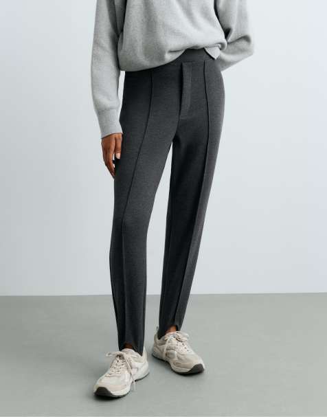 OYSHO Fitted stirrup trousers with cotton in dark grey - view 1