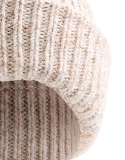OYSHO Flecked knit beanie in soft mink, 4 of 4