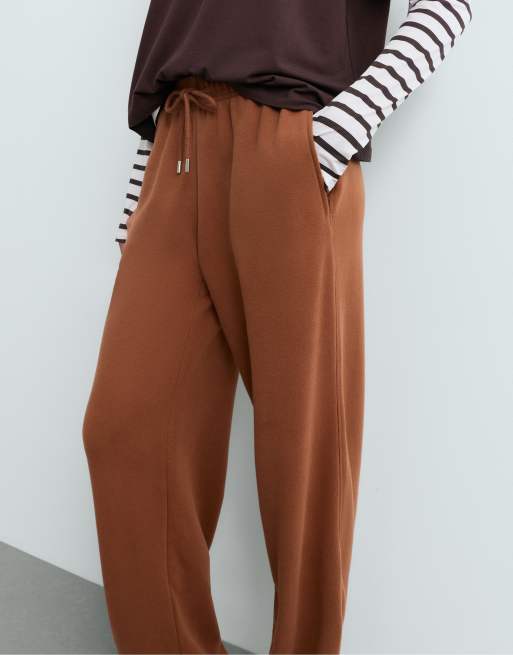 OYSHO Fleece-Hose mit geradem Bein in Camel, 3 von 7
