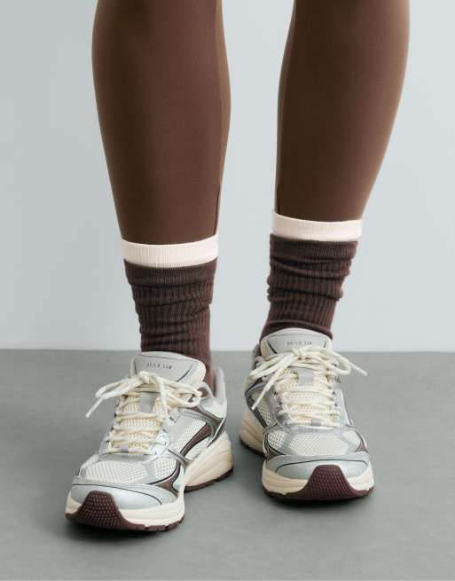 OYSHO flerdelade fritidssneakers i silverfärg, 2 av 7