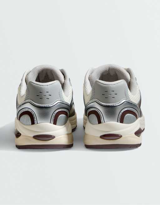 OYSHO flerdelade fritidssneakers i silverfärg, 5 av 7