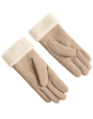 Oysho - Gants double face en cuir - Camel-Brown