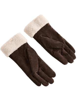 Oysho - Gants double face en cuir - Marron-Brown