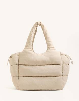OYSHO - Gepolsterter Shopper in Ecru-Neutral