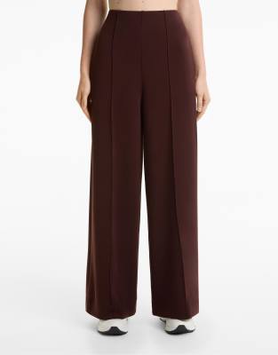OYSHO - Gerade geschnittene Hose aus Modalmix in Braun mit Bügelfalte-Brown