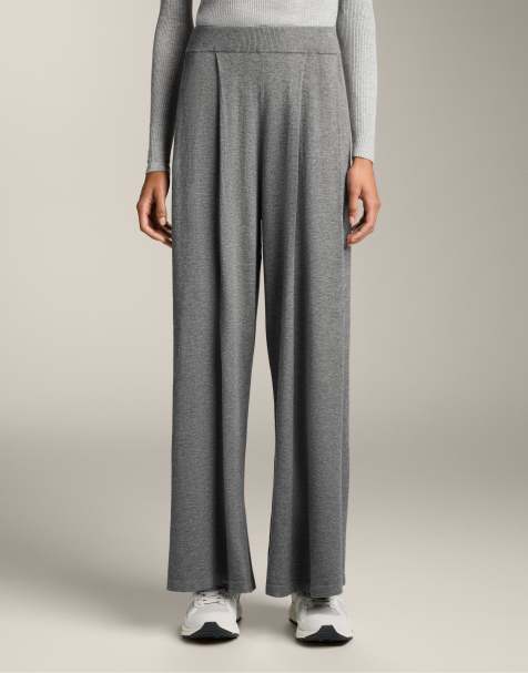 OYSHO – Gerade geschnittene Strickhose in grau meliert - view 1