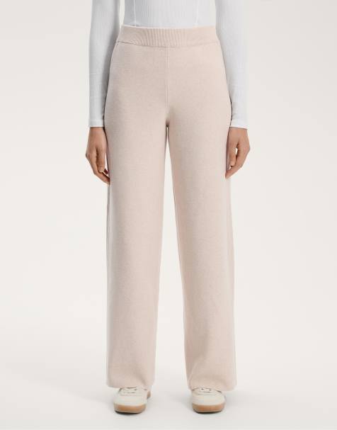 OYSHO – Gerade geschnittene Strickhose in Grau mit seitlichem, geripptem Detail - view 1