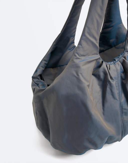 OYSHO – Geraffter Shopper in Blau, 2 von 4