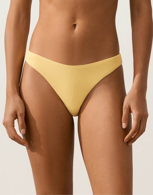 OYSHO – Gerippter Bikini in Sanftgelb, 3 von 4