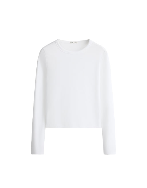 OYSHO geripptes Langarm-T-Shirt in Wollweiß, 5 von 5