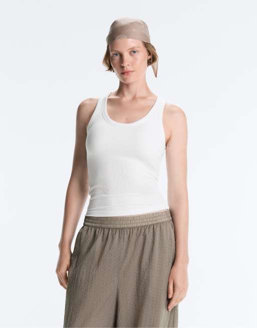 OYSHO geripptes Tanktop aus Modal-Mix in Wollweiß, 3 von 4