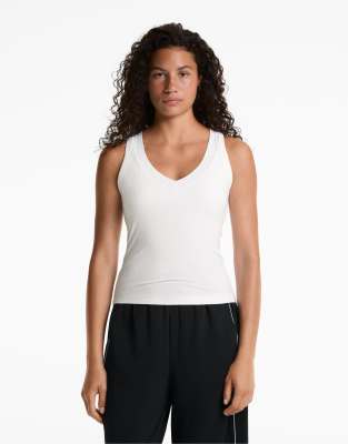 OYSHO - Geripptes Tanktop aus Modalmix in Weiß