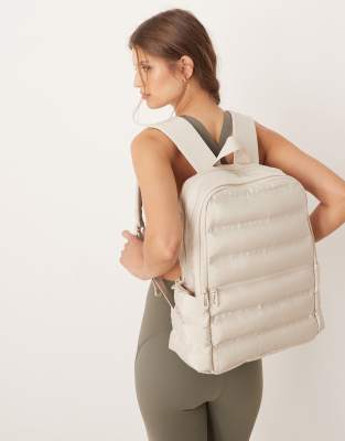 OYSHO - Gesteppter Rucksack in Ecru-Neutral