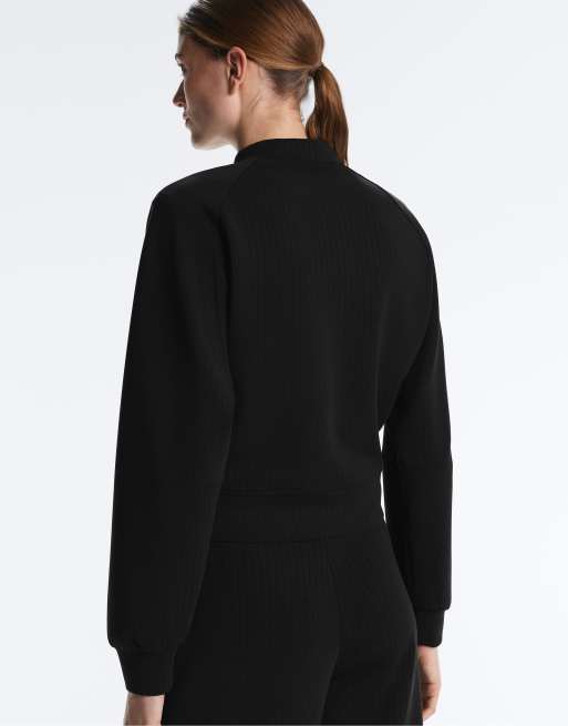 OYSHO – Gestreifte Bomberjacke in Schwarz mit weichem Modal, 3 von 4