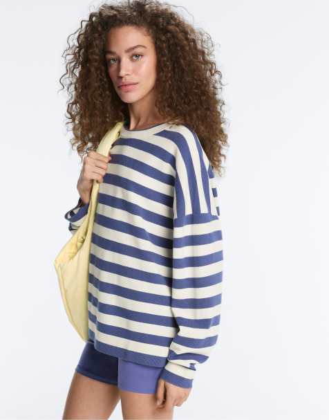 OYSHO – Gestreifter Strickpullover in blassem Ecru - view 1