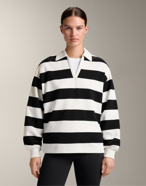 OYSHO – Gestreiftes Pikee-Polohemd aus Baumwolle in Schwarz - view 1