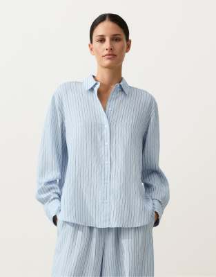 OYSHO - Gestreiftes Regular-Fit-Hemd in Staubblau