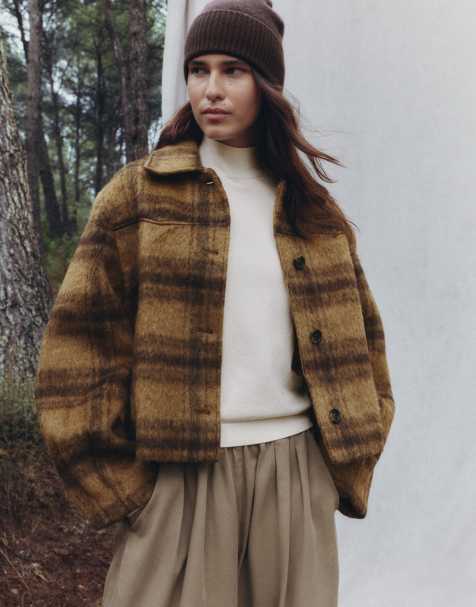 OYSHO giacca a quadri 30% lana color senape - view 1