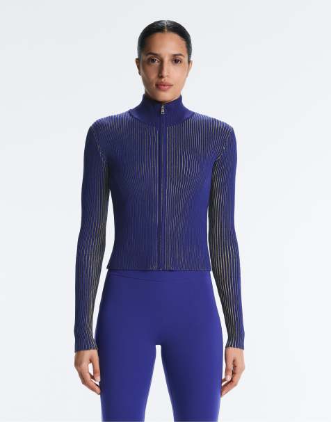 OYSHO - Giacca aderente in maglia a coste color cobalto - view 1
