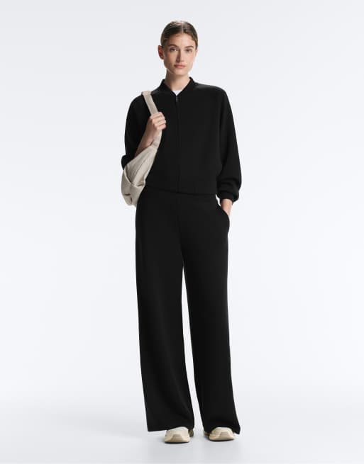 OYSHO - Giacca bomber nera a righe in misto modal morbido al tatto, 2 di 4