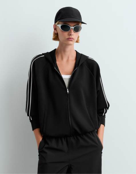 OYSHO giacca con cappuccio in modal nera - view 1