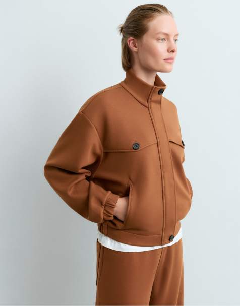 OYSHO giacca corta con collo alto marrone - view 1