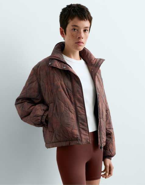 OYSHO giacca corta imbottita stampata fellex® aerogel marrone - view 1