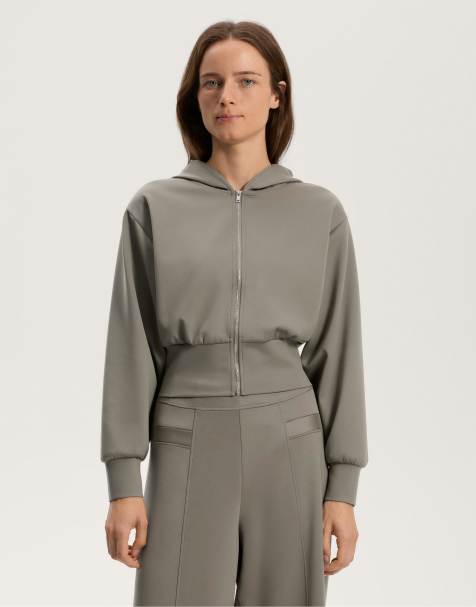 OYSHO - Giacca effetto neoprene verde con cappuccio - view 1