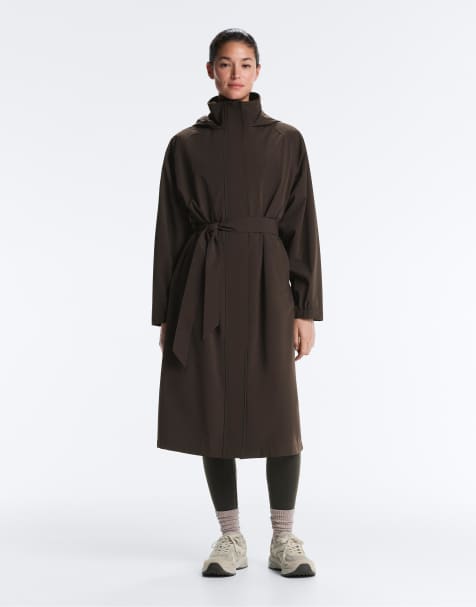 OYSHO - Giacca impermeabile 10k lunga super leggera marrone - view 1