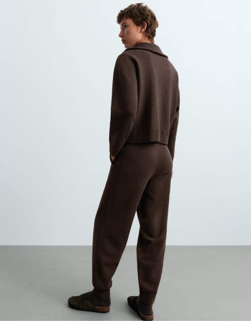 OYSHO giacca in maglia a coste marrone, 4 di 5