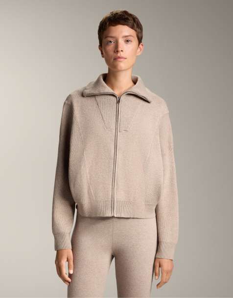 OYSHO - Giacca in maglia color visone tenue con colletto a coste - view 1