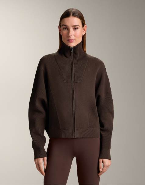OYSHO - Giacca in maglia marrone scuro con colletto a coste - view 1
