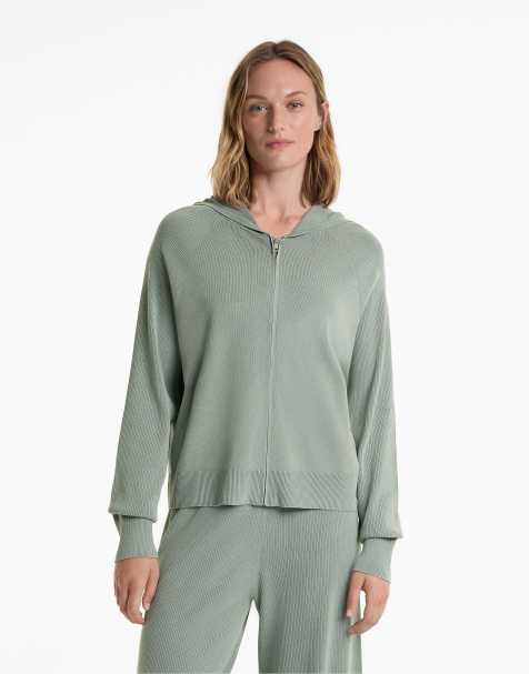 OYSHO - Giacca in maglia verde blu con cappuccio - view 1