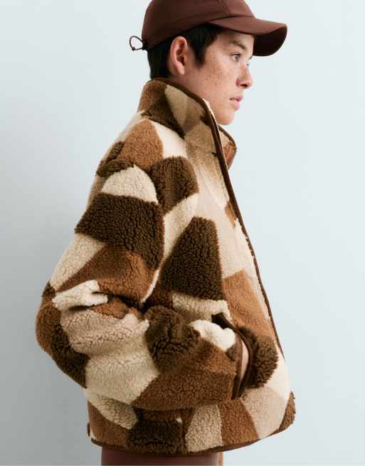 OYSHO giacca in montone sintetico marrone, 2 di 5