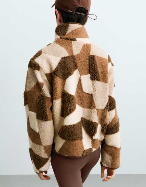 OYSHO giacca in montone sintetico marrone, 4 di 5