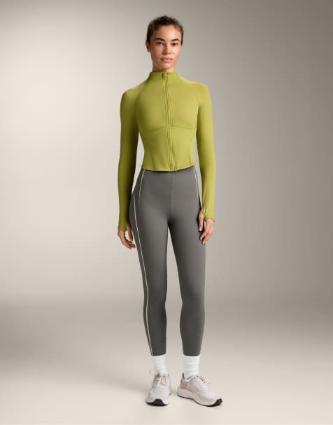 OYSHO - Giacca leggera calda verde chiaro con cuciture a vista - view 1