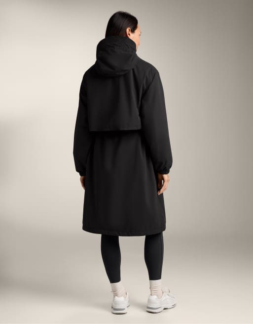 OYSHO - Giacca lunga imbottita impermeabile nera con imbottitura Fellex® Aerogel 10k, 3 di 4