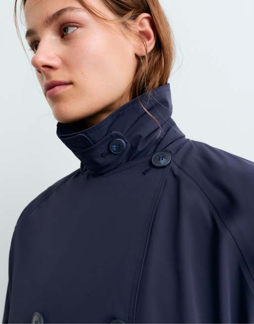OYSHO giacca lunga impermeabile extra leggera 10k blu, 3 di 6