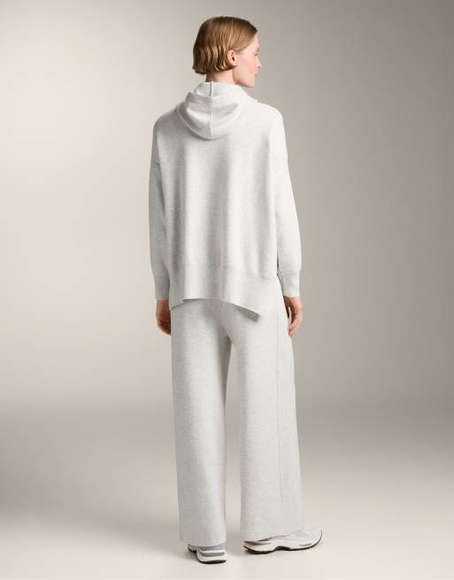 OYSHO Giacca lunga in maglia color grigio pallido mélange con