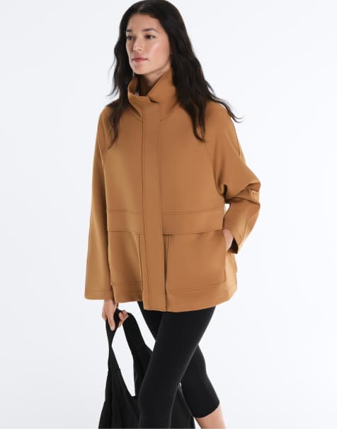 OYSHO - Giacca lunga marrone effetto neoprene - view 1
