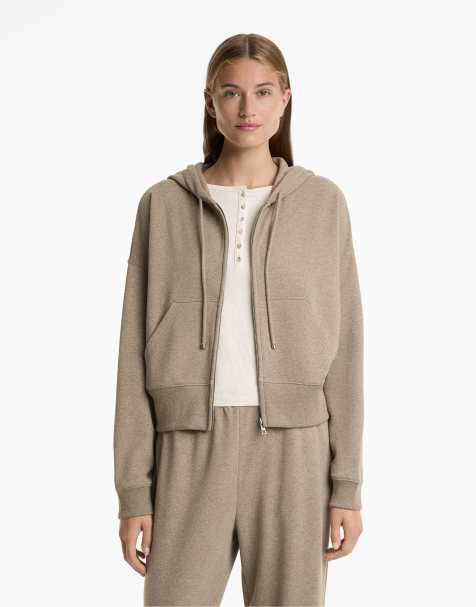 OYSHO - Giacca marrone con maniche ampie e cappuccio in misto cotone - view 1