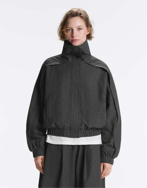 OYSHO - Giacca sportiva idrorepellente nera a quadri - view 1