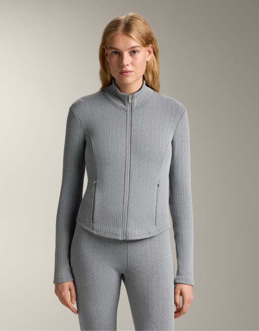 OYSHO - Giacca tecnica lunga a trecce super extra warm color grigio mélange