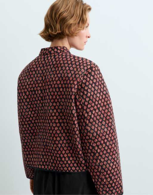 OYSHO giacca trapuntata 100% cotone con colletto alla coreana color maroon, 5 di 7