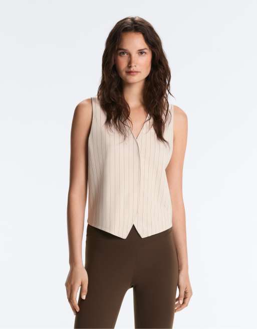 Oysho - Gilet de tailleur à rayures - Sable, 3 de 4
