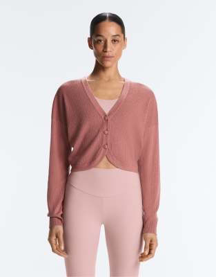 OYSHO - Gilet en maille côtelée - Rose pâle