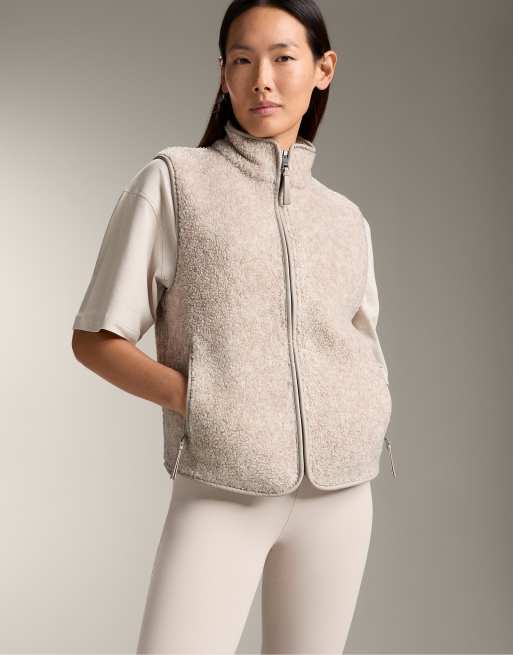 OYSHO Gilet in pile grigio basic con zip ASOS