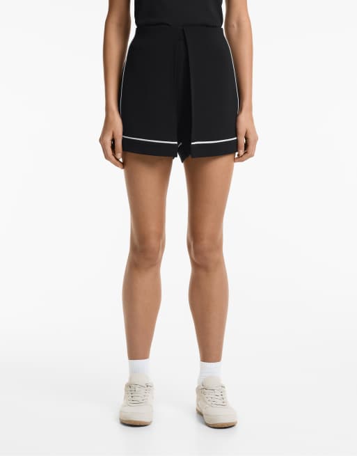 Oysho - Gonna pantalone in misto modal morbido al tatto color nero con profili a contrasto