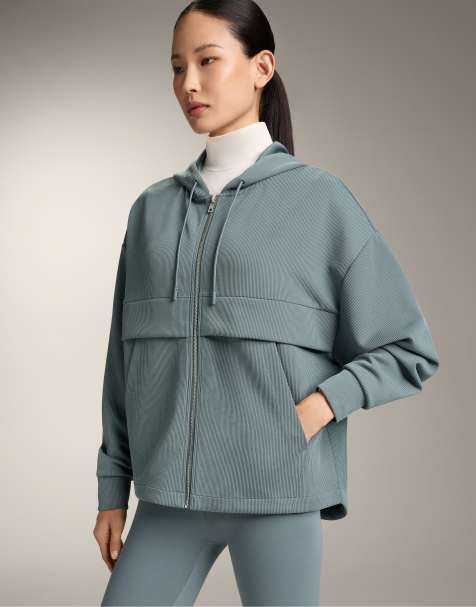 OYSHO – Grå, ribbad sweatshirt i mjuk modal med dragkedja - view 1